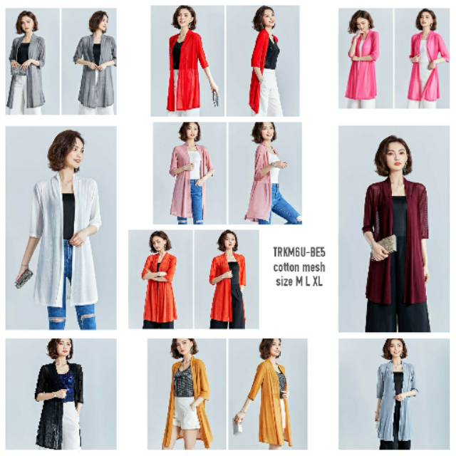 RKMU long cardigan panjang cardigan putih cardigan merah maroon cardigan orange cardigan transparan