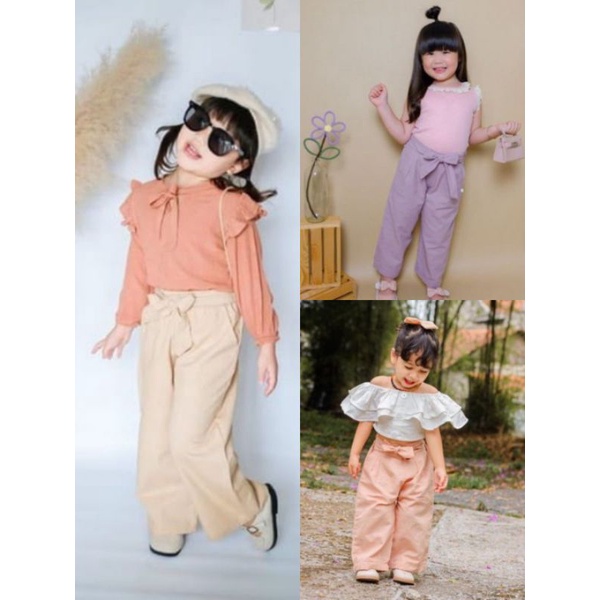 Kulot Anak Premium Celana Perempuan Zilky Pants / Celana Kulot Tali Anak Perempuan Alena Pants