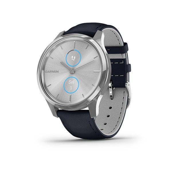 Garmin Vivomove Luxe Leather Navy Garansi TAM 2 Tahun