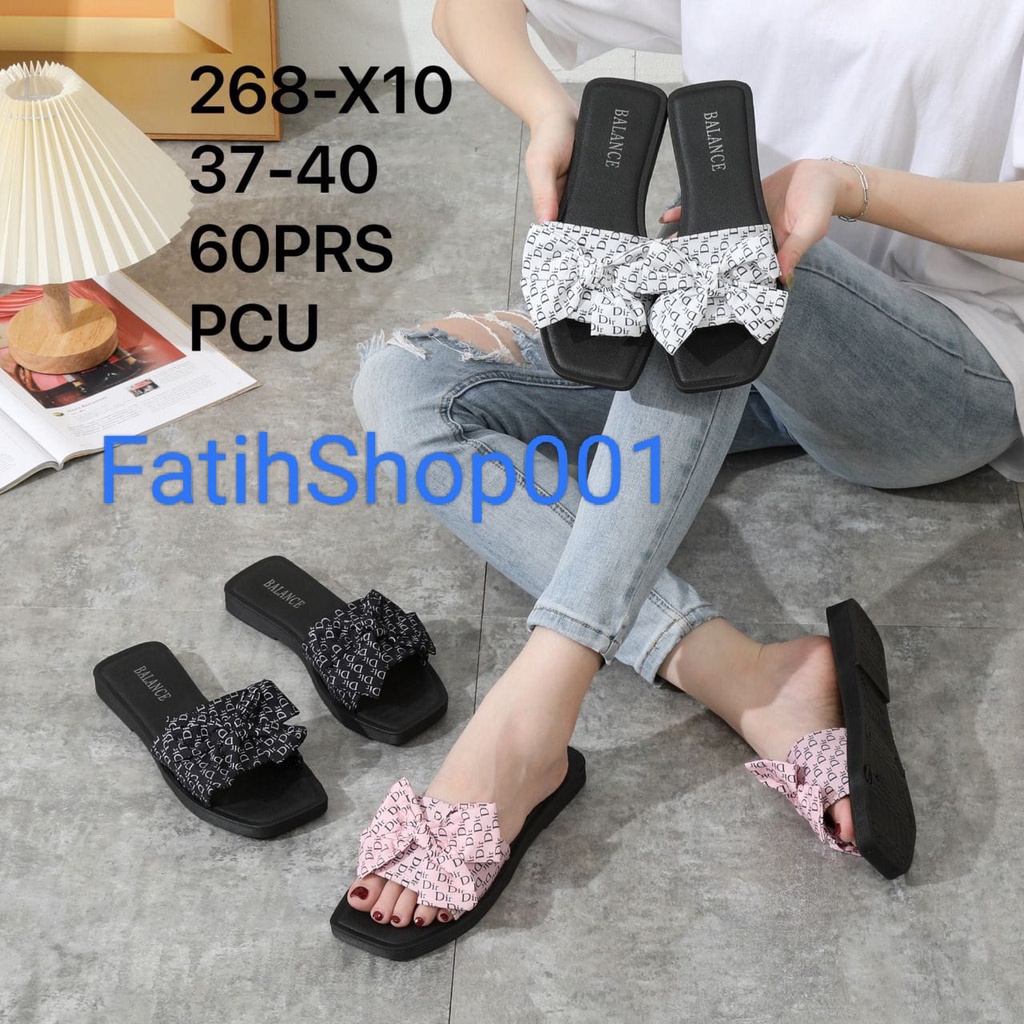 SENDAL SELOP PITA WANITA TERBARU IMPORT BALANCE 268-x8 size 37-40 SANDAL SELOP MOTIF PITA PREMIUM