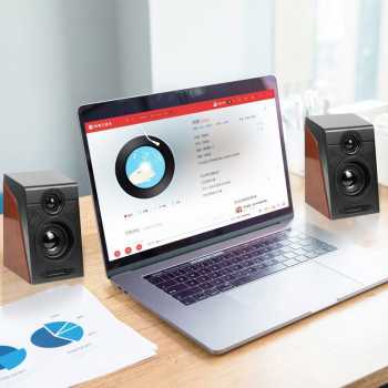 FIRST EYE 950 HIFI DESKTOP MULTIMEDIA STEREO SPEAKER 2.0 CHANNEL PC Black/Brown Speaker Aktif Speaker Karaoke Speaker Monitor Speaker Mini Speaker Murotal Speaker Hp Speaker Home theater Speaker Music Speaker Woofer Speaker Youtuber Speaker Untuk Komputer