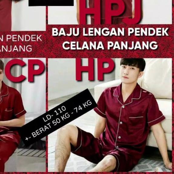 ✯ pajamas pasangan suami istri couple / cowok cewek Piyama baju tidur satin polos lengan pendek ❉