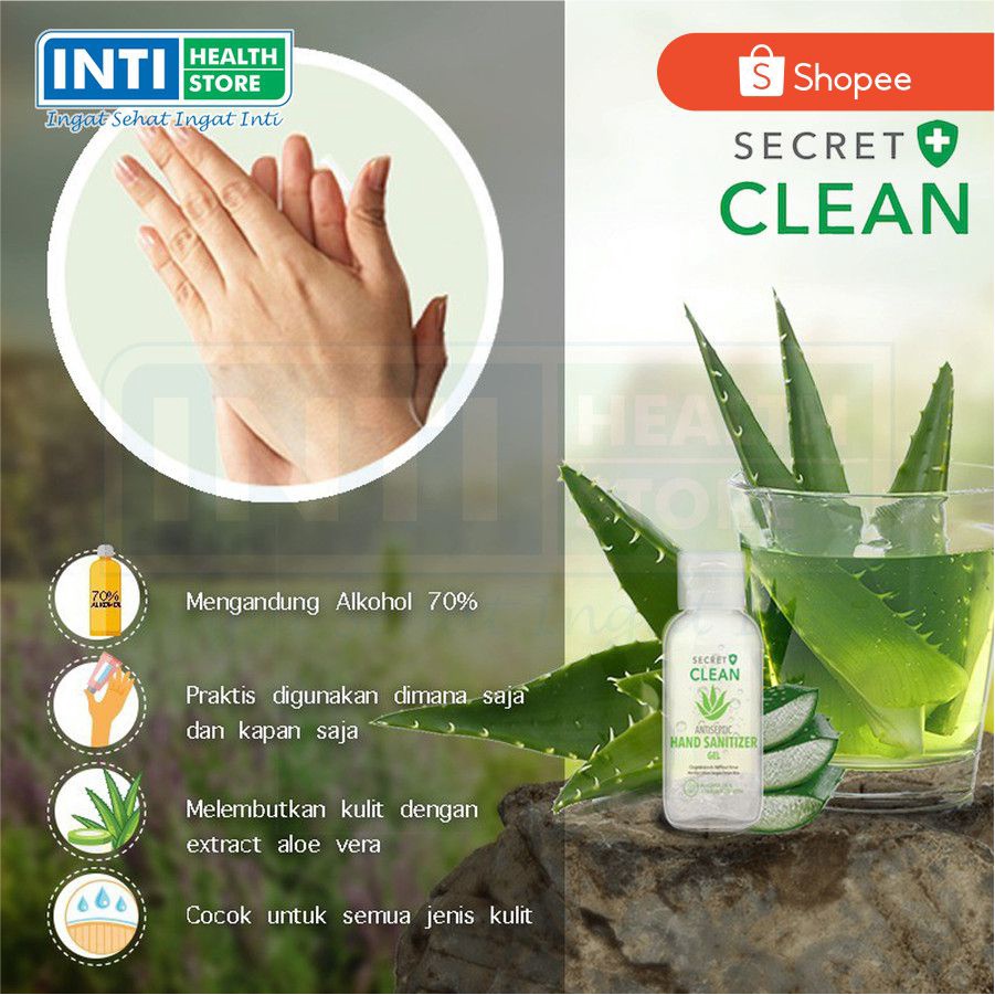 Secret Clean | Antiseptic Hand Sanitizer Gel 50 ml | Aseptic Gel 50 ml