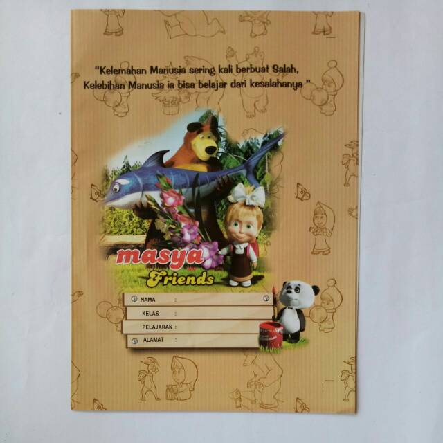 

Sampul coklat buku tulis karakter masya marsha marsa and friends the bear