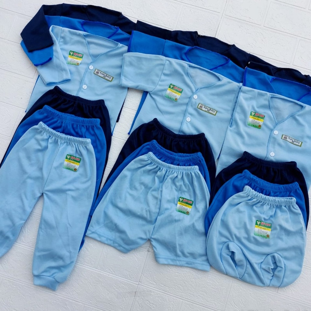 18 PCS BIRU Baju celana bayi paket hemat lahiran Gift baru lahir