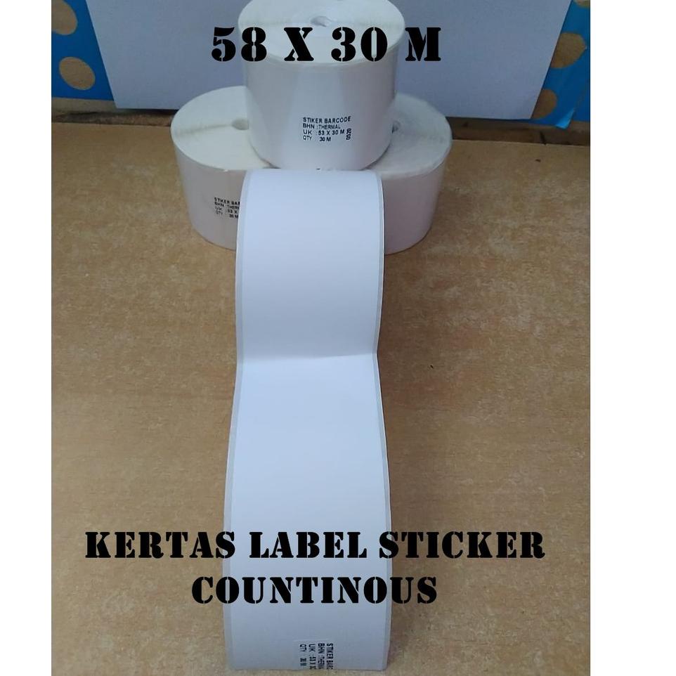 Label Thermal 58x30 Sticker Direct Thermal 53x30 Meter Continues Cetak Label Resi Shopee 58mm