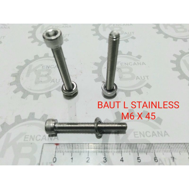 BAUT L STAINLESS M6 X 45 KUNCI L5