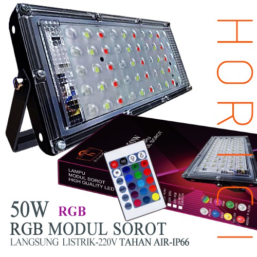 50W RGB LAMPU SOROT LAMPU HIAS / TEMBAK LED SLIM 50 WATT / LED FLOODLIGHT 50 WATT AC 220V KAP SOROT