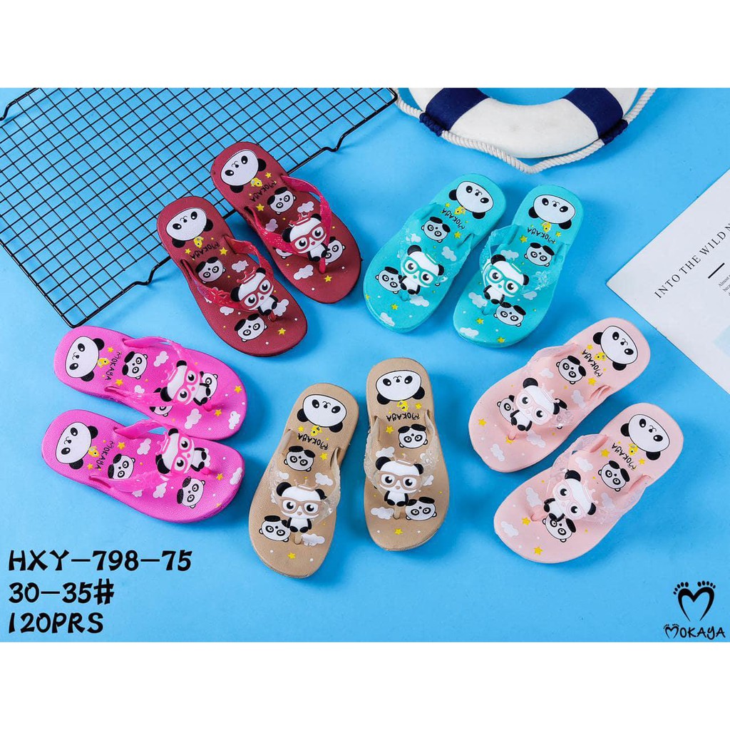 Sandal jepit anak motif panda with eyeglass super cute Import Mokaya / Size 30-35 ( HXY-798-75 eva)