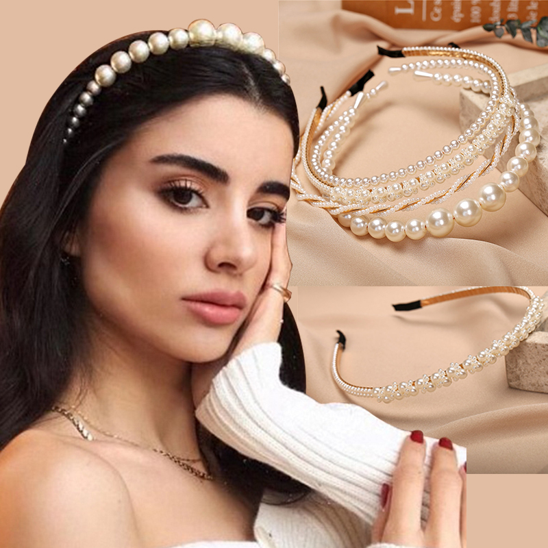 Headband Mutiara Gaya Korea Untuk Aksesoris Rambut Wanita