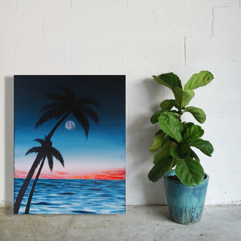 lukisan kanvas pantai