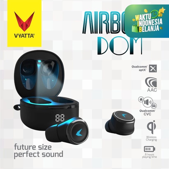 Airboom Dom TWS Bluetooth Earphone QCC Aptx - Auto Pairing Original