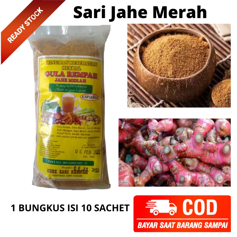 

Jahe Merah Bubuk Gula Rempah Instan Siap Seduh Isi 10 Sachet