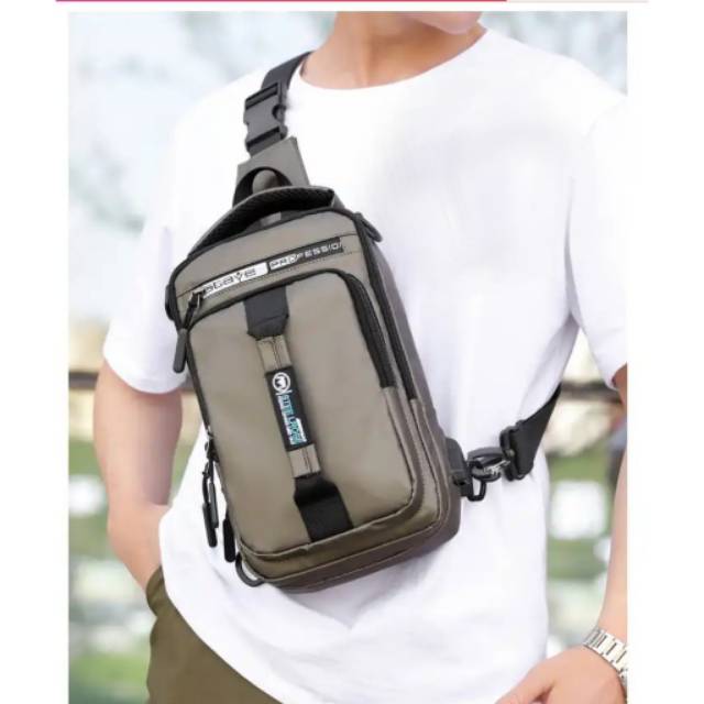 Tas slingbag parasut + usb terbaru