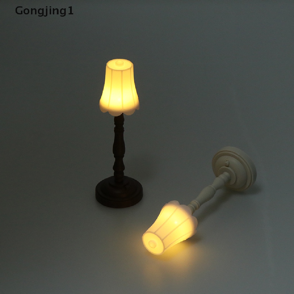 Gongjing1 Mainan Miniatur Lampu Lantai LED Skala 1: 12 Untuk Aksesoris Rumah Boneka