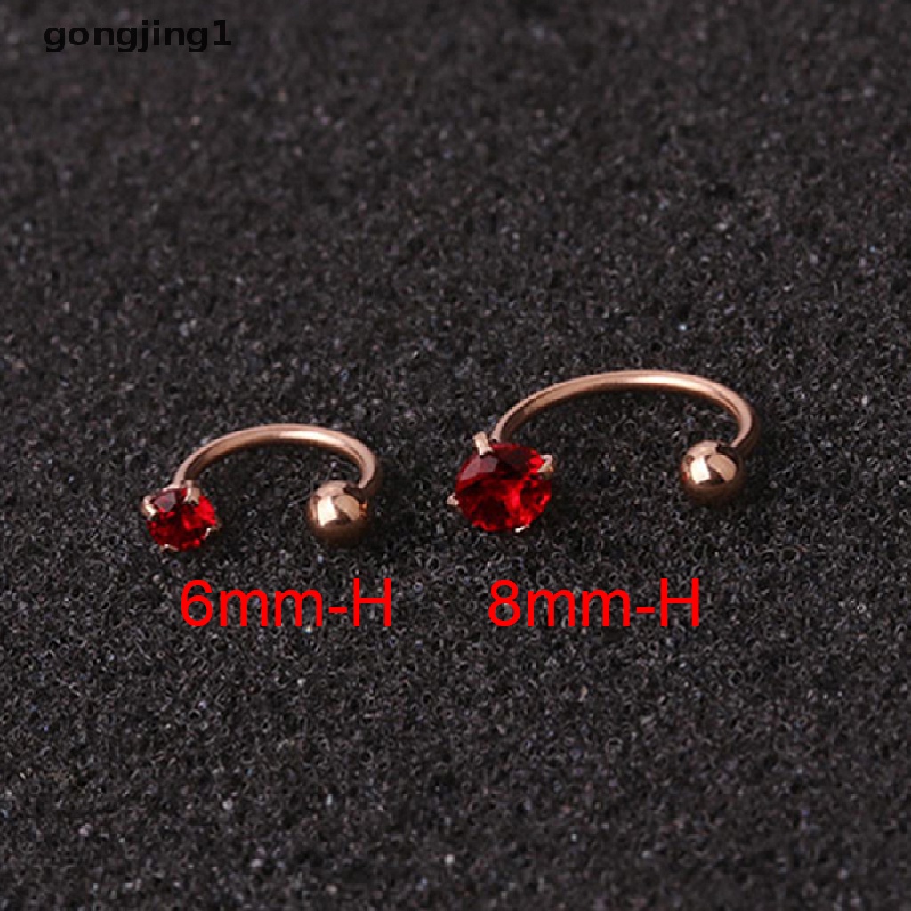 1 Pc Anting Stud Kristal Cubic Zirconia Untuk Tindik Tulang Rawan