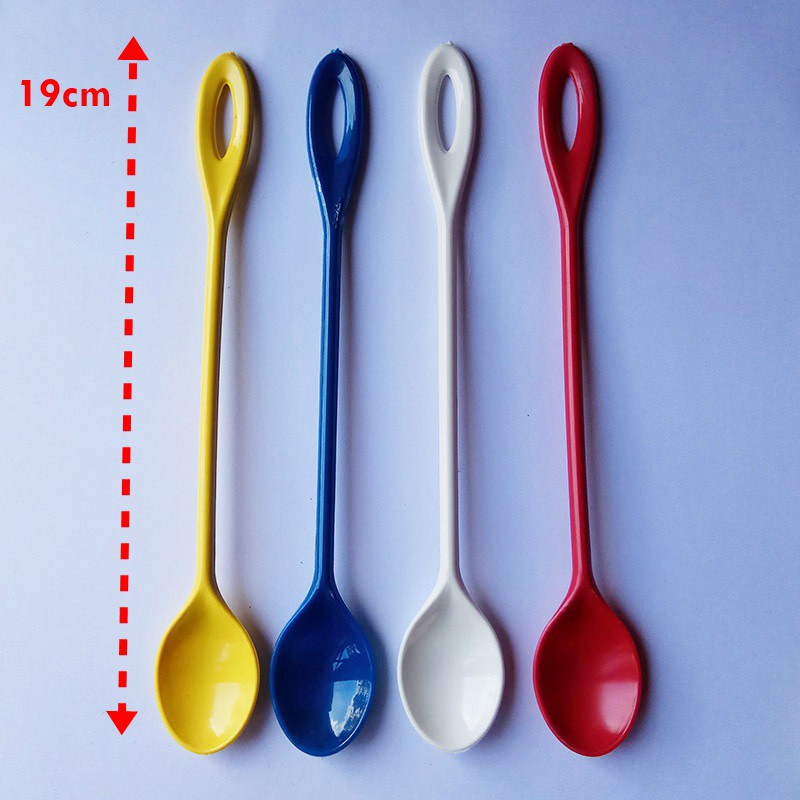 Sendok plastik warna panjang 19 cm - 12 pcs