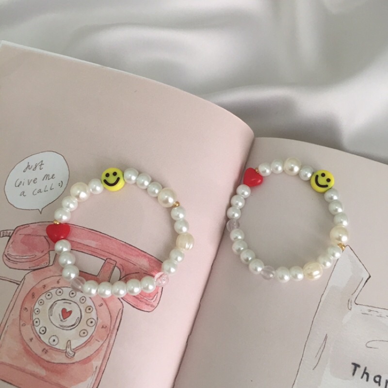 Smiley Bracelet gelang smile manik manik mutiara daisy beads korean fashion jewelry