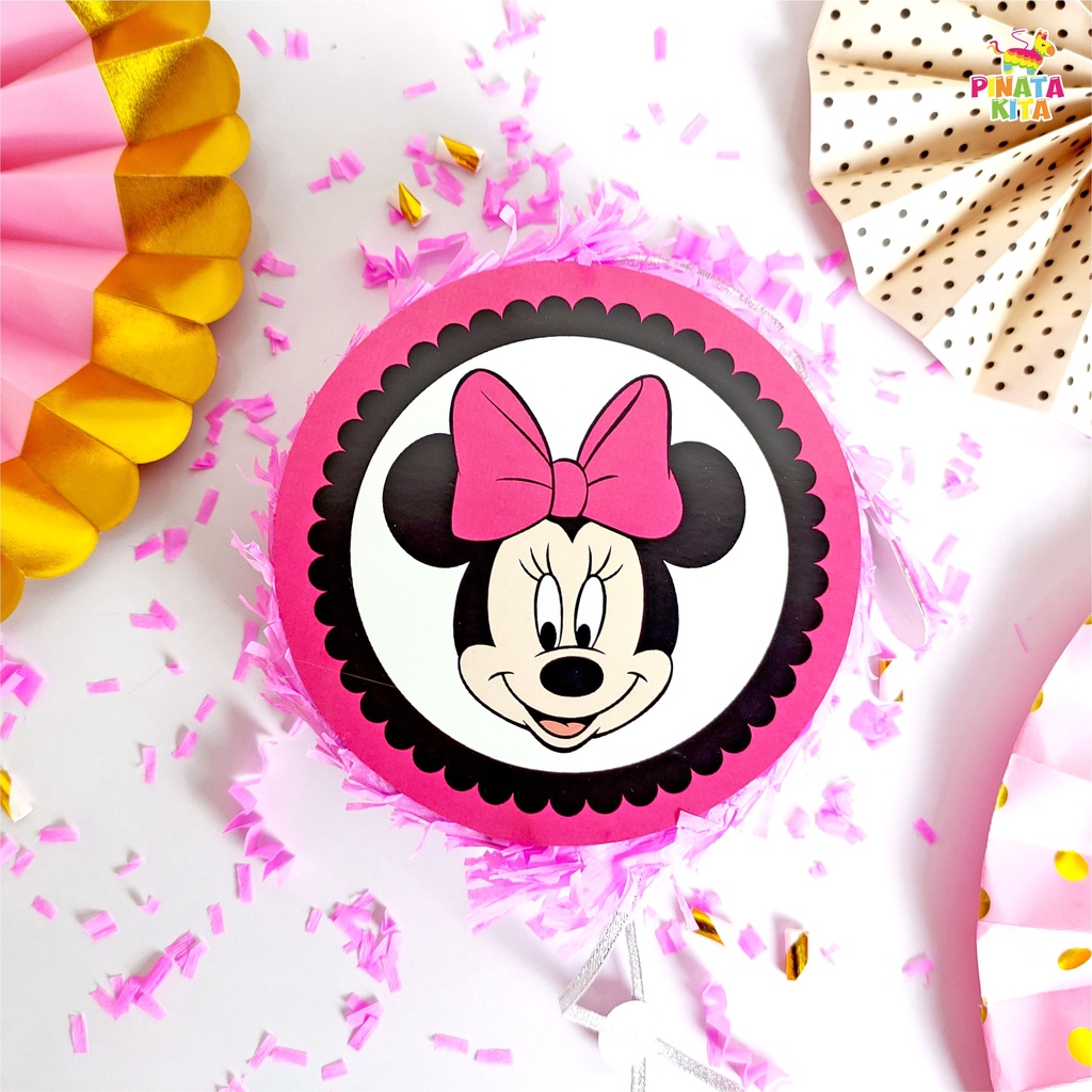 pinata kecil minnie mouse / pinata mini minnie mouse / pinata bulat minnie mouse / pinata tarik minn