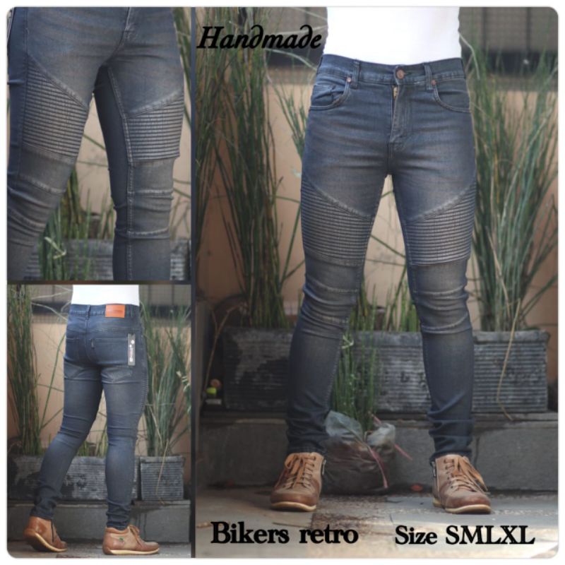 Celana Jeans Bikers Sobek Ripped Handmade