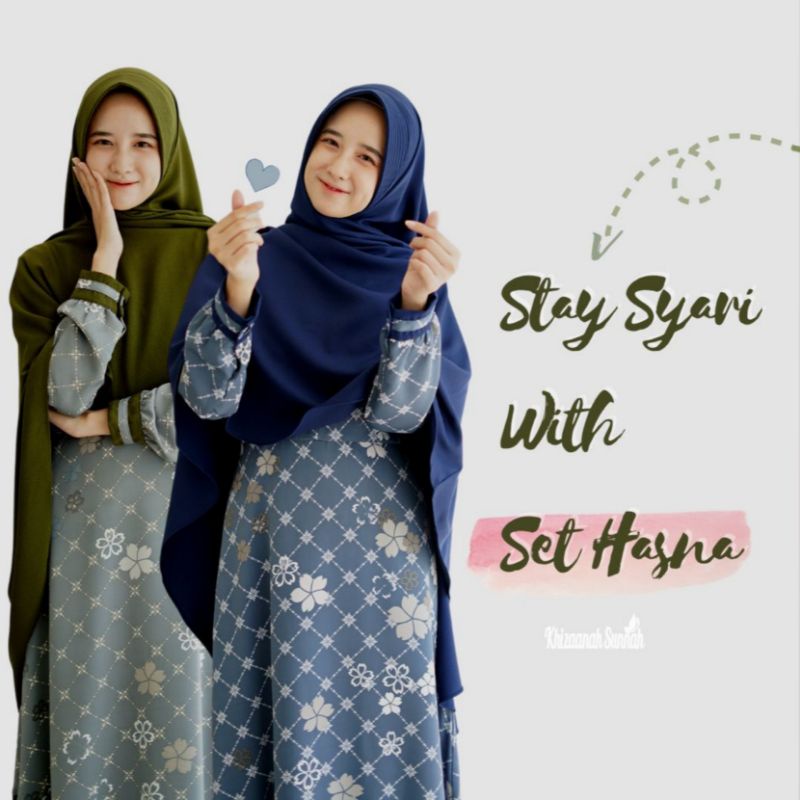 Gamis Syar'i Bahan Maxmara Titanium Set Hasna By Khizaanah Sunnah