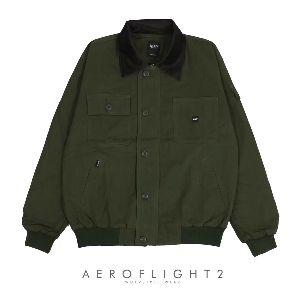 Jaket Flight Corduroy Canvas Original Wolv Pria Jaket Casual Outdoor Canvas Premium Pria Jaket Aero 