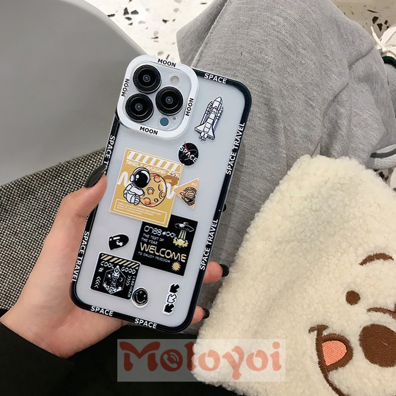 Soft Case TPU Transparan Motif NASA Astronot NFC Untuk Xiaomi POCO M3 M4 Pro Redmi 10C 9 10 9C 9A 9T 9C Note 11s 10 9s 9s 11 Pro Max Plus