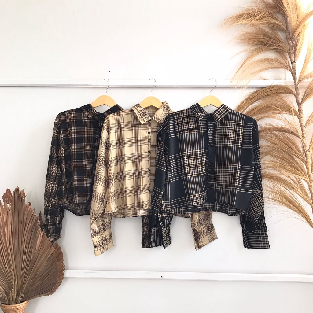 KEMEJA CROP TARTAN SHIRT / KEMEJA KOTAK OVERSIZE / NUMMA SHIRT / CROP TARTAN SHIRT OVERISIZE