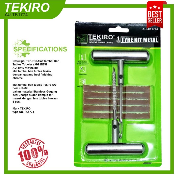 Jual TEKIRO ALAT TAMBAL BAN GAGANG BESI SET - TYRE KIT METAL TUBLES