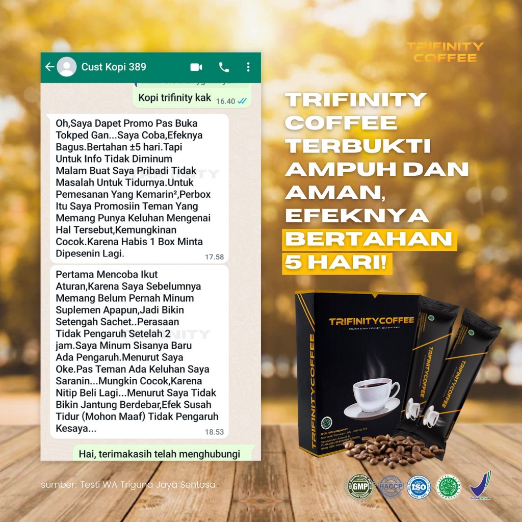 Trifinity kopi 1 dus isi 10sachet Surabaya