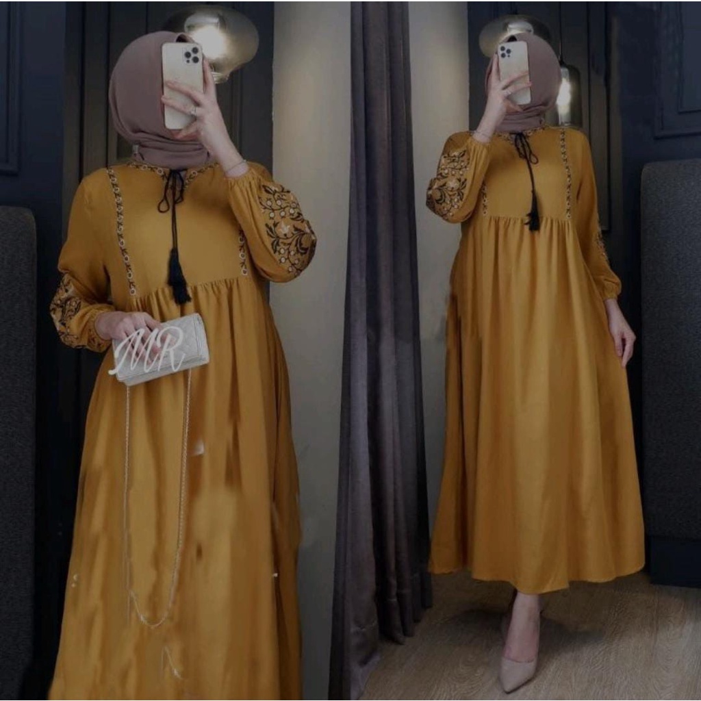 Baju Gamis Wanita Remaja Casual Pesta Kondangan Nikahan Trandy Terbaru 2033 Dress Hanifa Viral Mewah Ukuran L