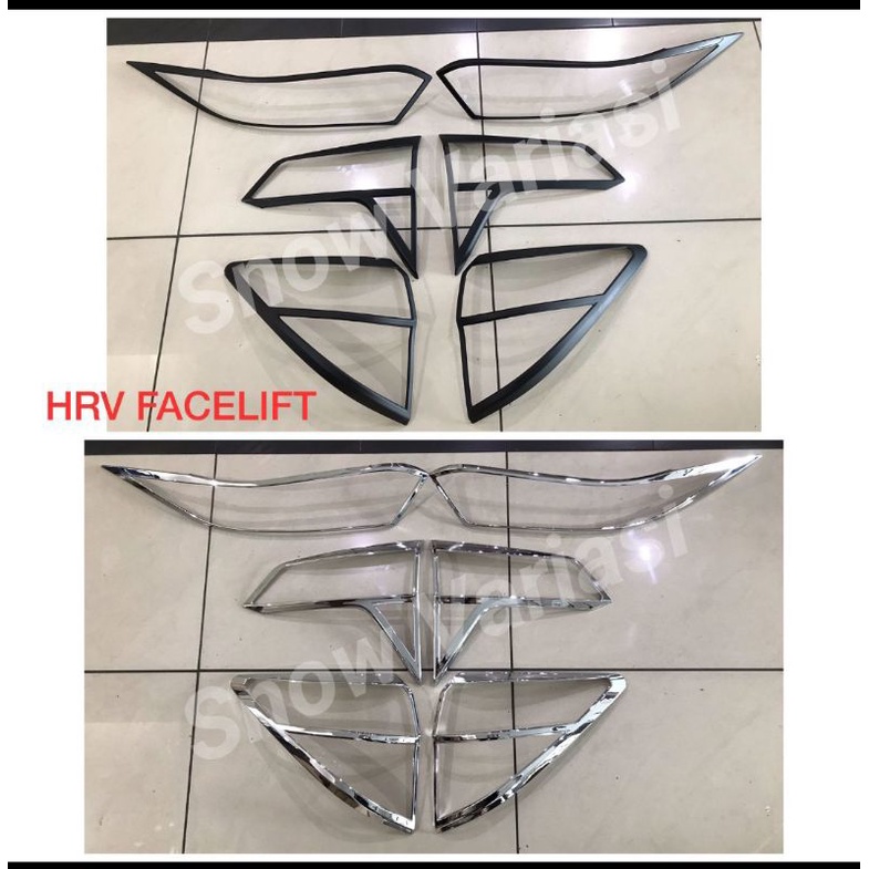 Paket Garnish Lampu Depan Belakang Honda HRV Facelift 2019 2022 UP Hitam Chrome