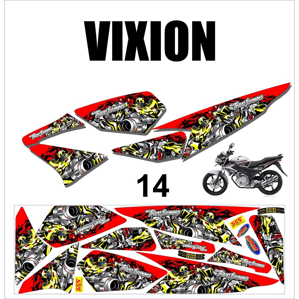 (cod)  VIXION OLD. Sticker Stiker Striping Lis Variasi Vixion Old Murah Desain DS OLD - 14