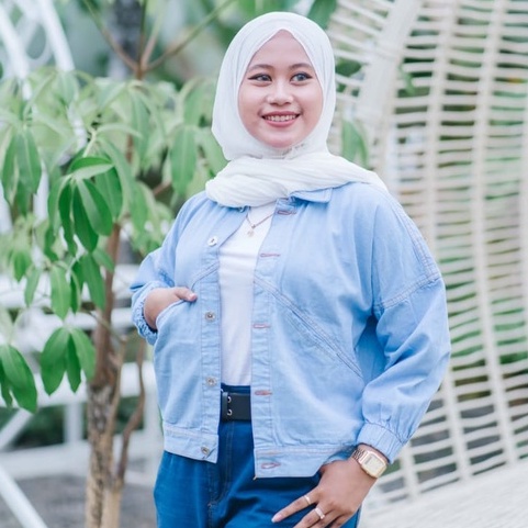 JAKET JEANS ALMA SANDWASH JUMBO LD 100-146 BAHAN DENIM JAKET WANITA CROPTY BIGSIZE-TANIA LIGHT LD 110