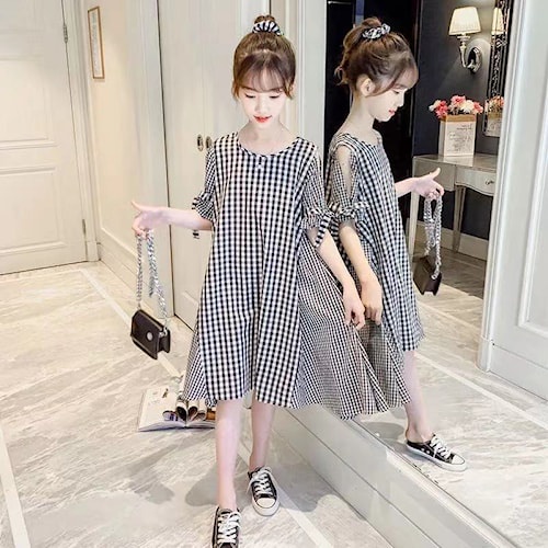 Baju Anak Cewek Korea Lengan Pendek Setelan Dress Tunik Anak K15