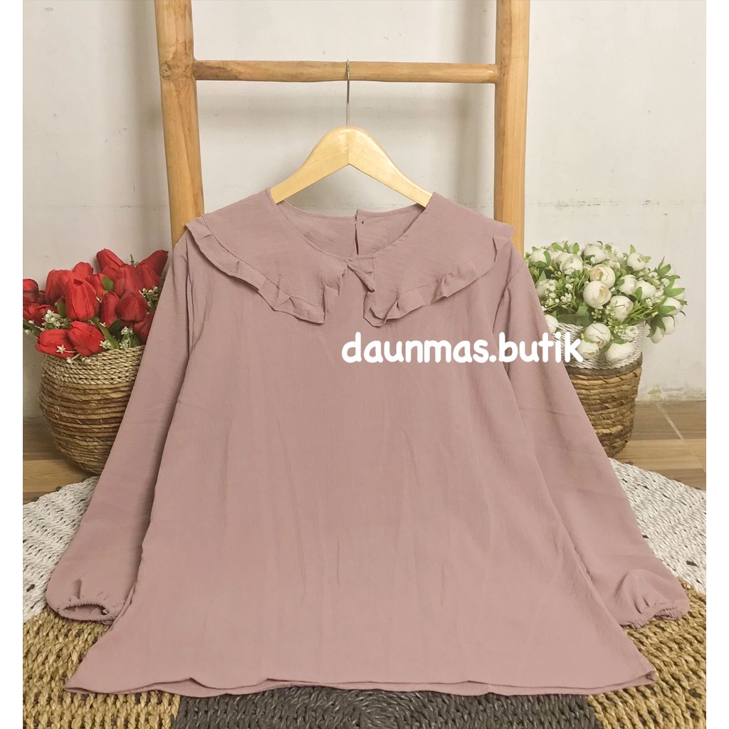 1KG MUAT 5PCS | DAWIA SHIRT TOP BLOUSE RAYON CRINCLE KOREAN STYLE HITS OOTD SELEBGRAM FASHION GROSIR MURAH WANITA-DAWIA NUDE