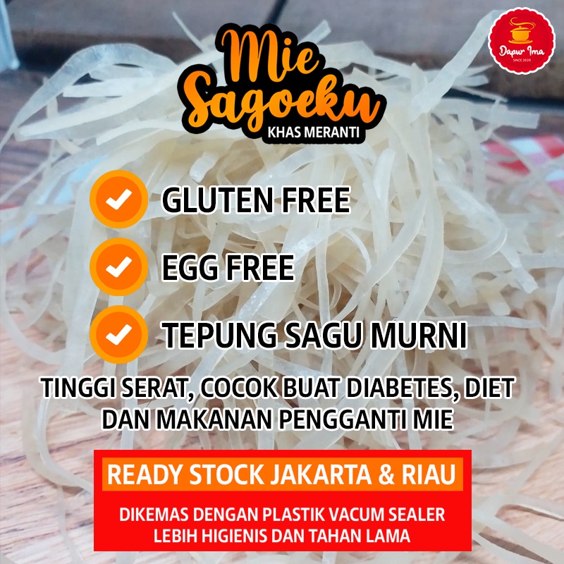 

Mie Sagu Organik Free Gluten khas Selatpanjang Meranti Riau isi 200 Gram 100% Sagu Murni Tanpa Pengawet dan Pemutih Ready Stock Jakarta