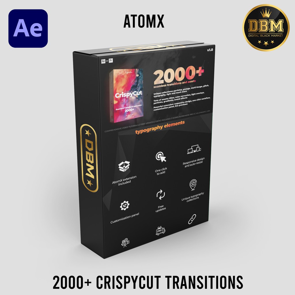 AtomX - 2000+ CrispyCut Transitions - After Effect (Extension)