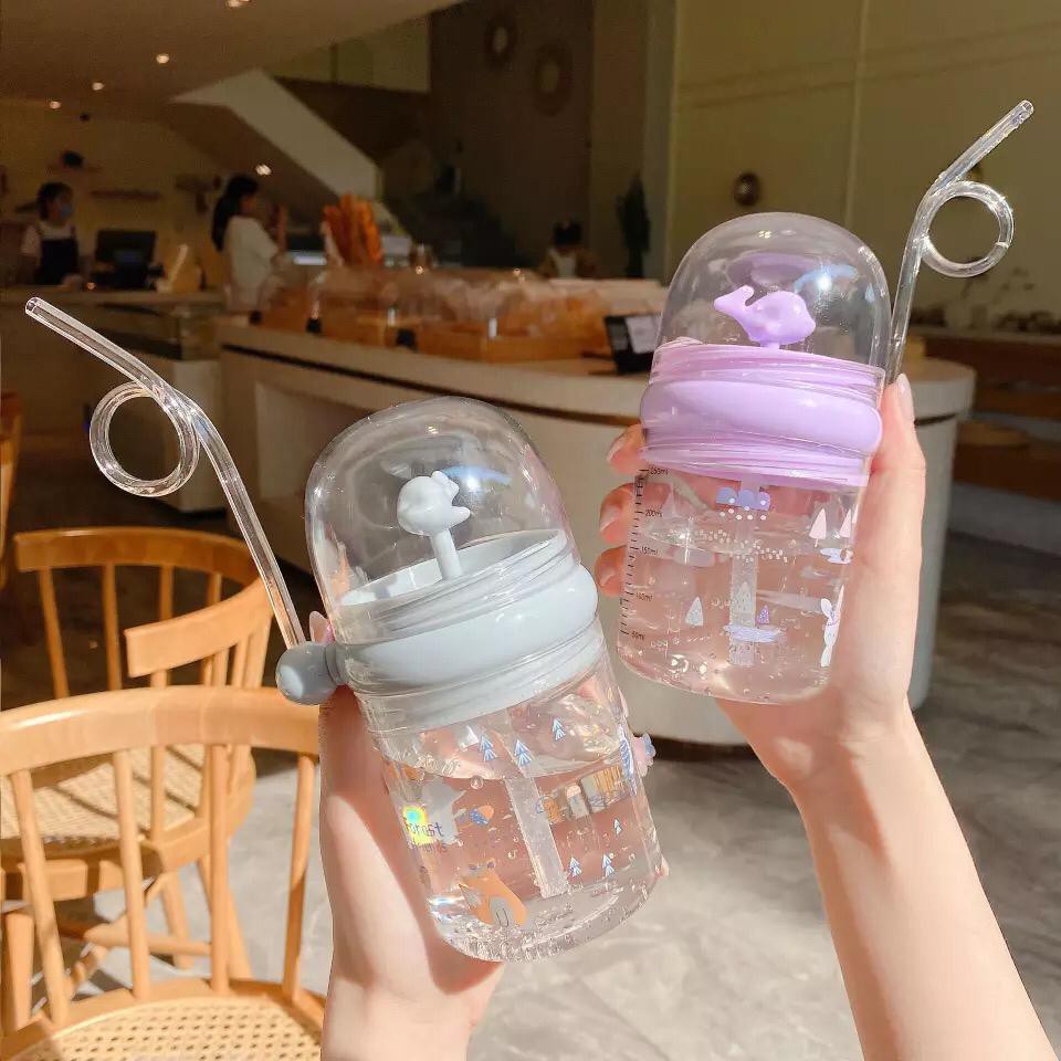 Botol Minum Anak Air Mancur Motif Animal Lumba Ikan Paus