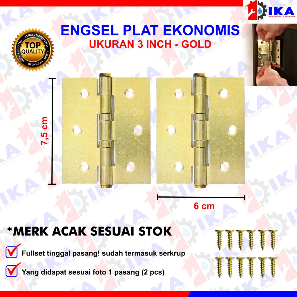 Engsel Plat Engsel Plat Jendela Engsel Pintu Engsel jendela  3&quot; 4'' inch tebal 1,3 mm baja tahan karat 3&quot; inch x 2,5 &quot; 4 &quot; inch x 2,5&quot; inchi 6,2 cm x 9,5 cm  inchi 6,2 cm x7,5 cm