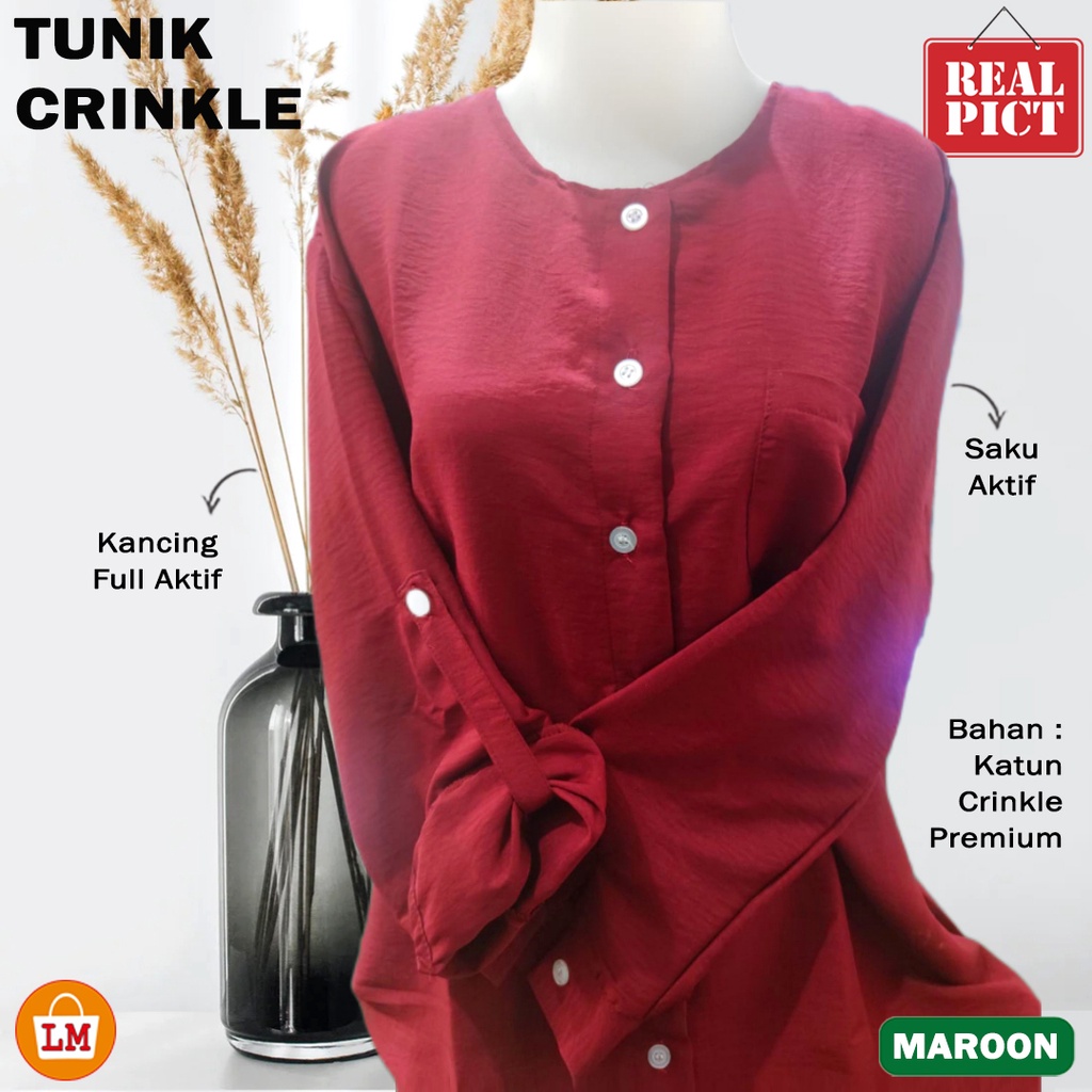 TERMURAH TERLARIS Baju Atasan Muslim Wanita TUNIK CRINKLE JUMBO XL-XXXL LM 28562-28568