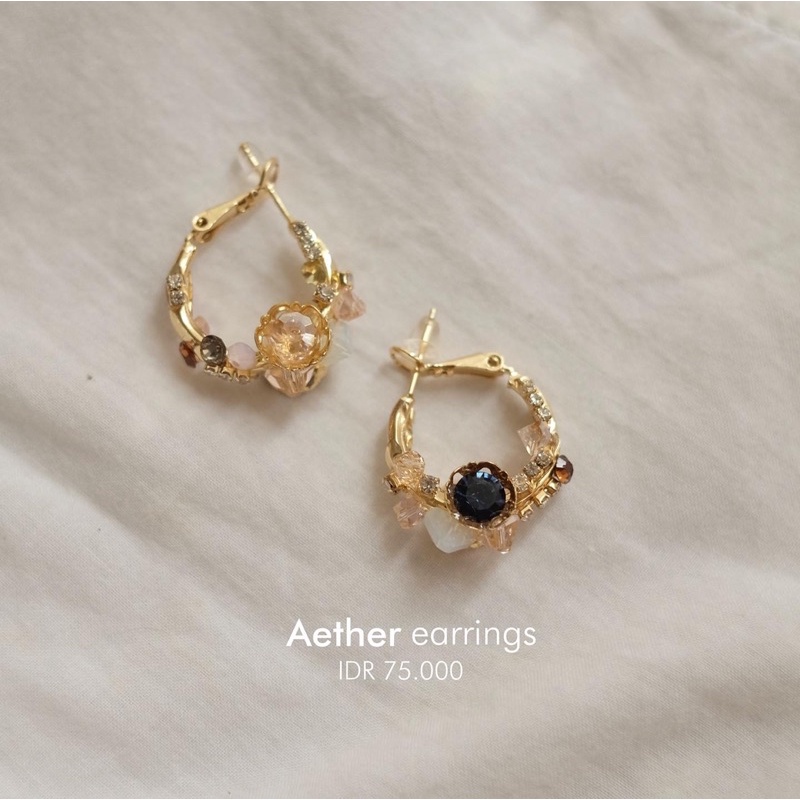 Ark.co - Aether earrings anting hoop kristal permata fashion