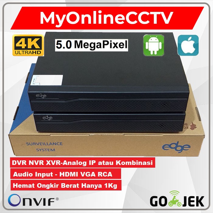 DVR NVR XVR CCTV Edge 8 CH Suport All Kamera IP Analog TVI CVI AHD 5MP