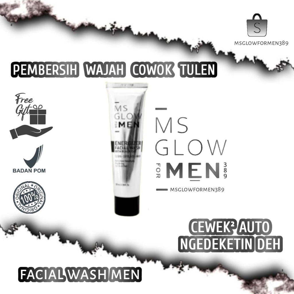 MS Glow For Men Energizer Facial Wash sabun muks pencuci wajah pria clay mask masker wajah pria