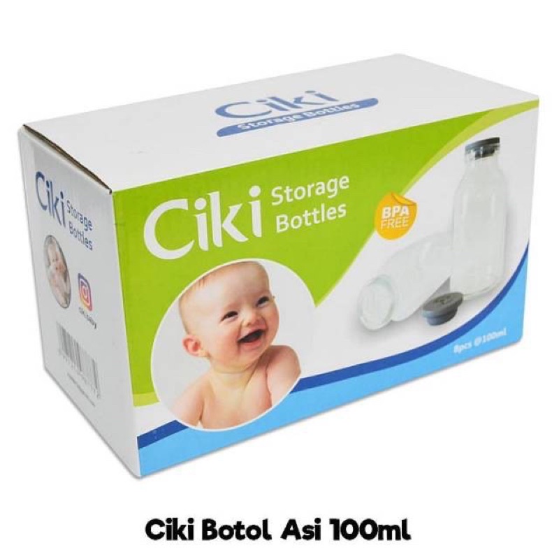 CIKI Botol Kaca Asi 100ml Isi 8 BPA Free