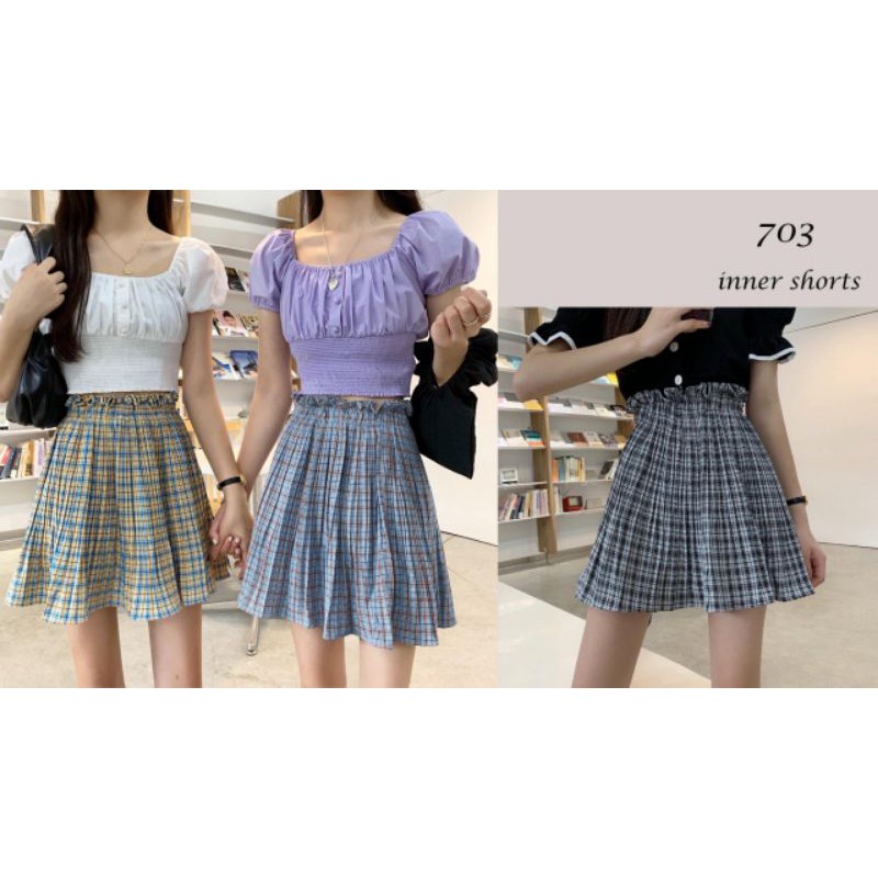 MINI SKIRT KOTAK BAHAN KATUN IMPORT//ROK CELANA MOTIF KOTAK2