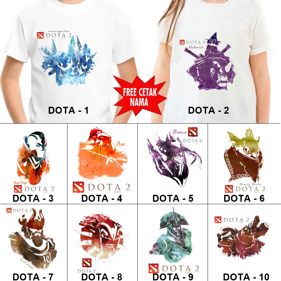 Baju Kaos ANAK DAN DEWASA DOTA COUPLE (FREE NAMA)