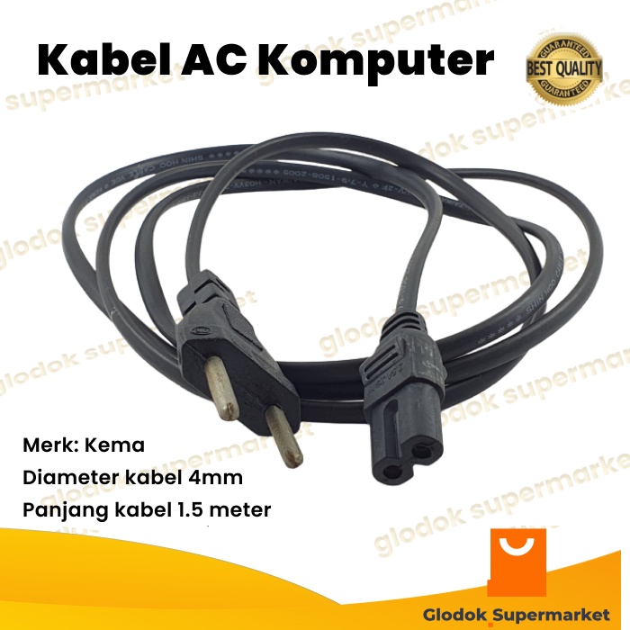 Kabel AC Komputer Power CPU Jack Angka 8 Panjang 1.5 meter Kema