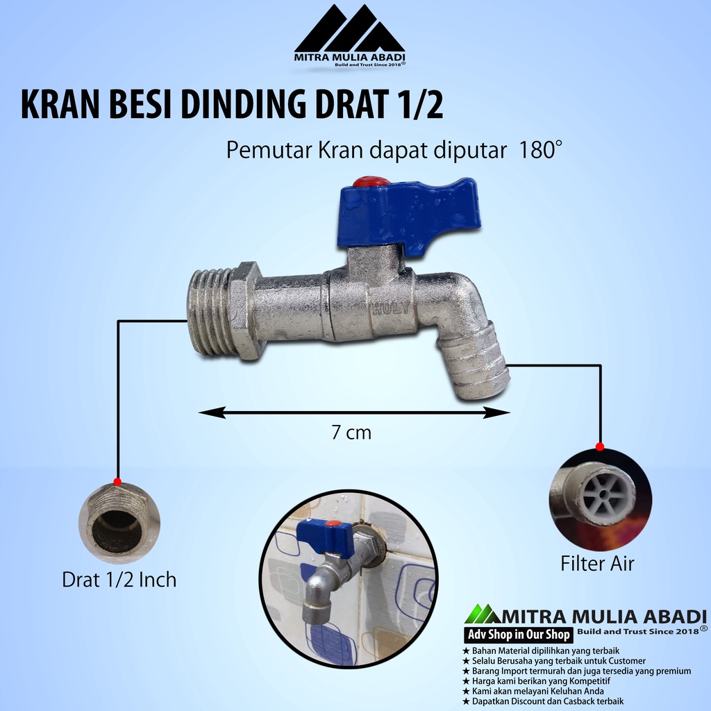 Kran Air Besi 1/2 Inci Keran l Tembok l Taman