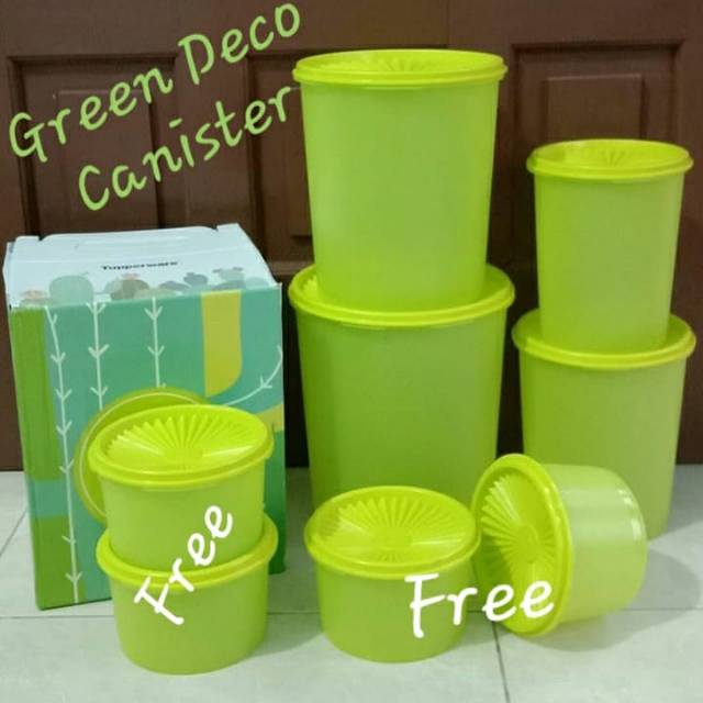 Tupperware green deco canister